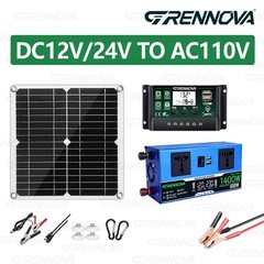 Grennova 1400W True Watt Solar Kit 60A MPPT 12/24V Inverter Outdoor Emergency