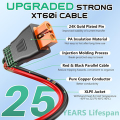 12AWG Xt60I Solar Cable 25FT, Solar to Xt60I Cable 3 10 15 20 30 40 50FT, Solar