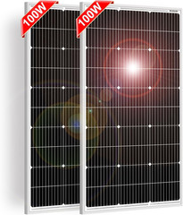 100W 18V Solar Panel 2-Pack for 12V Battery Charging, Monocrystalline Glass Modu
