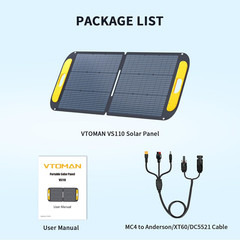 Portable Solar Panel for Solar Generator, 110W 19V Folding Solar Charger with 23