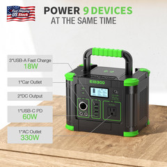 Portable Power Station 330W, GRECELL 288.6Wh Solar Generator with 60W USB-C PD O
