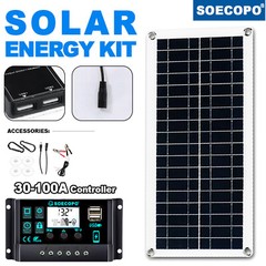 Solar Panel Kit 10A-100A Controller 12-18V Battery Charger Dual USB Caravan