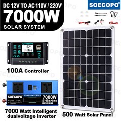 7000W 100A 110V Solar Panel Kit Complete Solar Power Generator Home Grid System