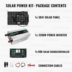 Grennova 2200W Solar System 50W Panel 12V To 110V/220V Inverter 60A Controller