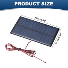 5V 1.1W 200mA Mini Solar Panels with Cable, 124 x 67mm