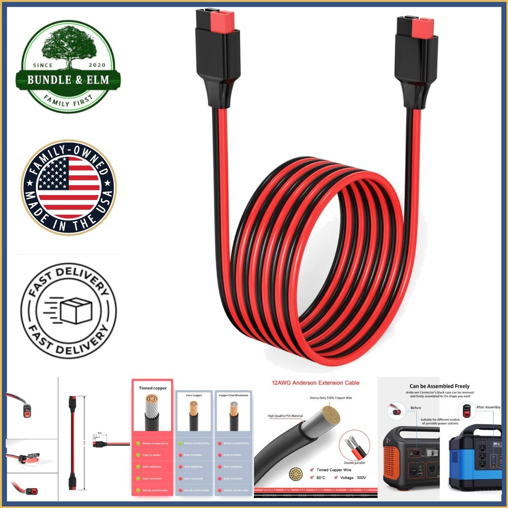 Weatherproof Anderson Connector Cable for Solar Panels and Power Stations