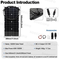 20000W Peak Solar System Kit 2pcs Flexible Panel DC12V/24V AC110V 220V Inverte