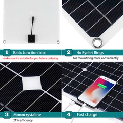200 Watts Solar Panel Kit 100A 12V Battery Charger with Controller Caravan Boat
