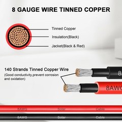 MOOKEERF Solar Battery Cable – 8 Gauge 3FT Power Inverter Cable with PV Flame…