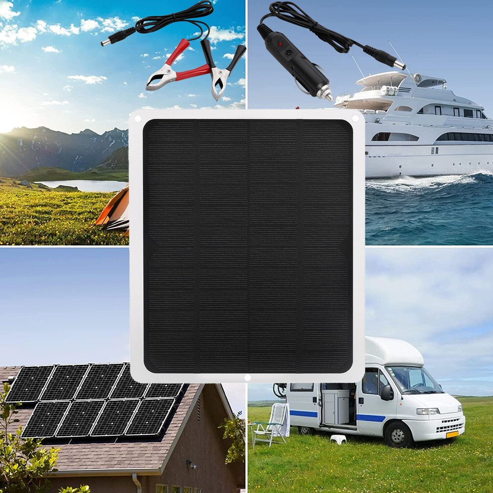 10W 12V Solar Panel Trickle Battery Charger Kit Maintainer Boat RV Car Vehicle