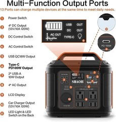 300W Portable Power Station Solar Generator Quick Charge 110V AC DC Outlets LED