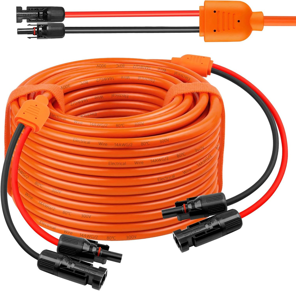 Solar Panel Extension Cable 100FT – 10AWG+14AWG Solar Wire with Female & Male I