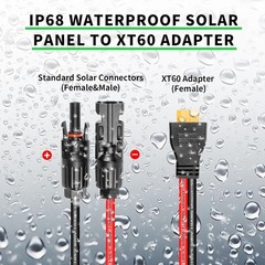 Solar Panel Connector to XT60 Connector Cable 1FT, 10AWG Solar to XT60 Charge…