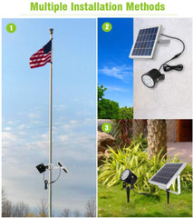 APONUO Solar Flagpole Light, 2 Brightness, IP65 Waterproof for Flag Poles