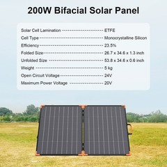MHPOWOS 100W 200W Bifacial Portable Solar Panel for Jackery Ecoflow Anker