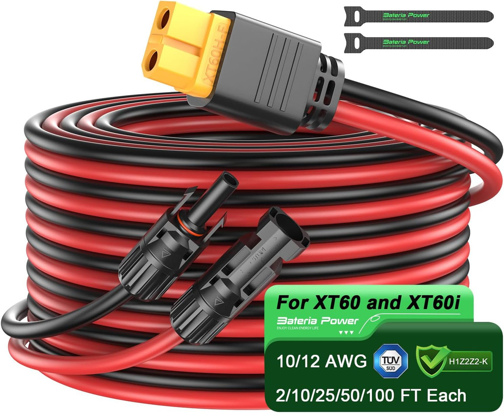 50FT 10AWG Solar Connector to XT60 Adapter Cable for RV & Solar Generators
