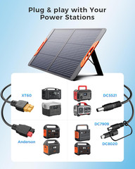 100W Portable Solar Panel with -In- Cable,23.% Efficiency Mono Foldable Solar Ch