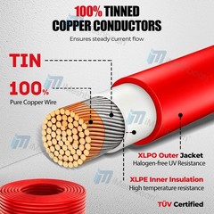 10AWG 200FT Red Solar Panel Extension Cable Female & Male Solar Connectors 6mm²