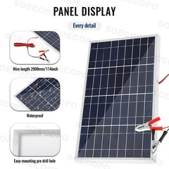 100W Portable Solar Panel with Battery Clips with 30A/60A/100A Controller to Dir