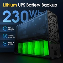 Goldenmate UPS 800W LiFePO4 Battery Pure Sine Wave Automatic Shutdown for NAS/PC