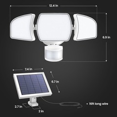 Feit Electric Outdoor LED Triple Head Solar Security Flood Lights with Motion Se