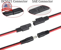 2Pack SAE to DC Adapter Cable SAE Plug to DC 5.5mmx2.1mm Male Connector Cables w