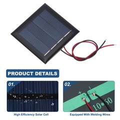 10 Pcs 2V 0.26W 130mA Mini Solar Panels with 2 Cable 54mm x 54mm