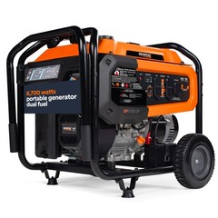 Generac Dual Fuel Portable Gas Generator, 8,250 Starting Watts, Electric Star…