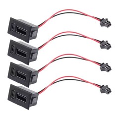 Embedded Panel USB Port Set with USB C and USB A Front Face, Black for Home Use