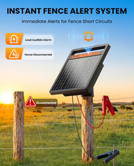 Solar Electric Fence Charger LD02, 1.2J with Short Circuit Alarm | 8W High-Effic