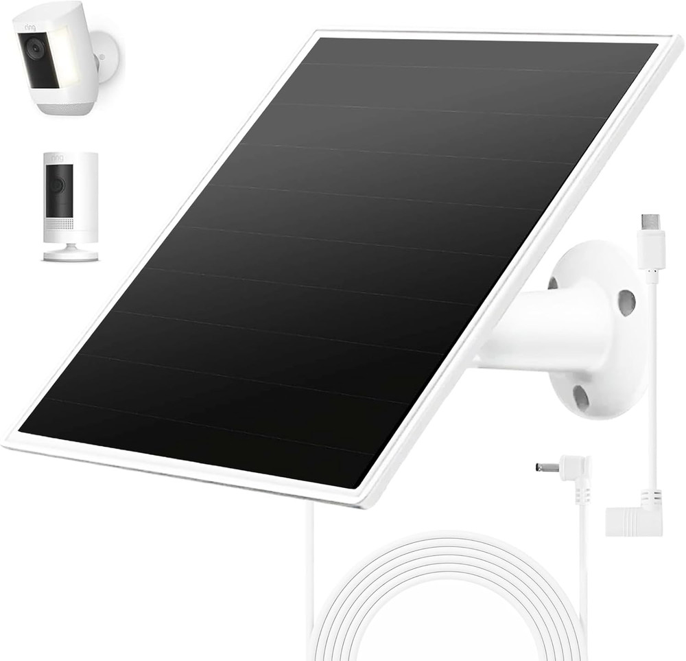 Solar Panel Charger for Ring Camera, Compatible with Ri Ng Stick up Cam Battery,