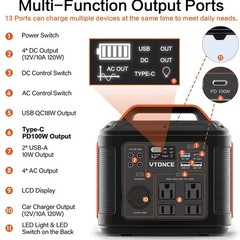 SBAOH 300W Portable Power Station 296Wh 80000mAh Solar Powered Generator New