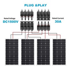 1 Pair Solar Panel 1 to 3 Y Branch Cable Connection Adapter Connector Extension