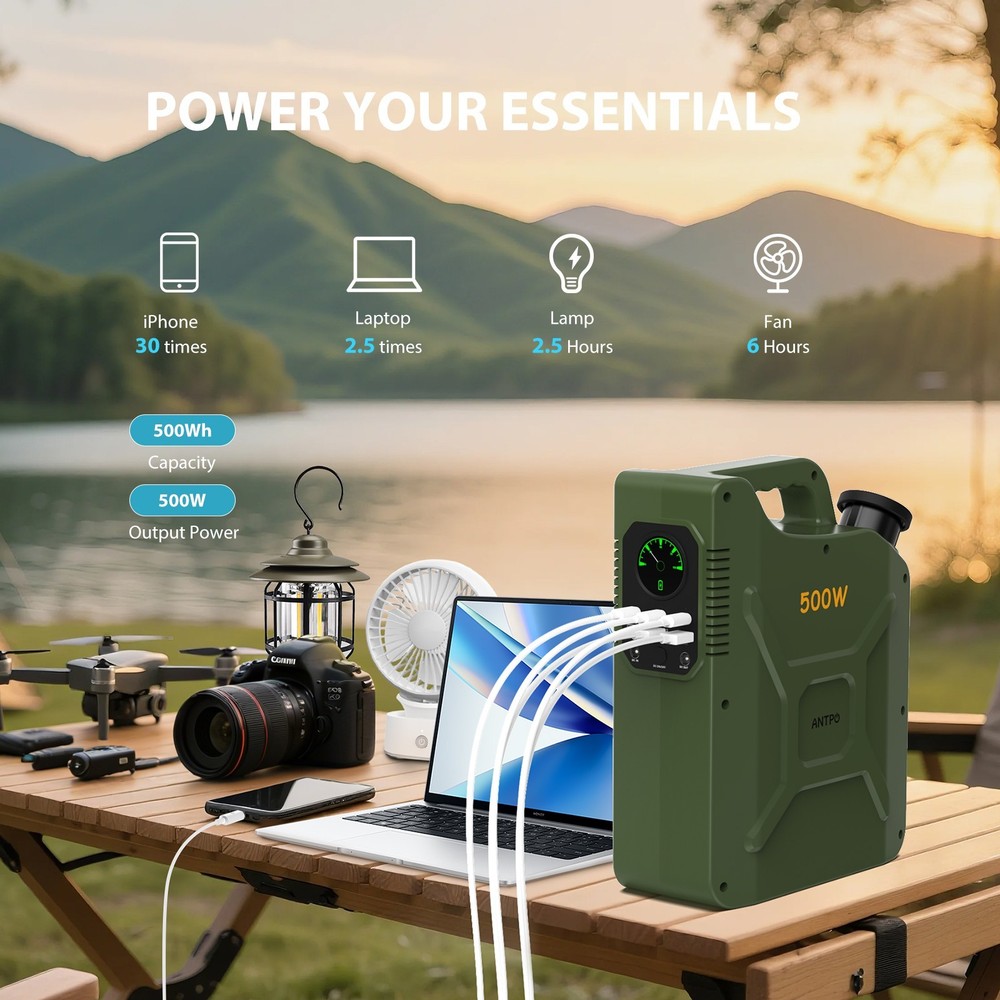 500W 500Wh Portable Power Station for Power Outage Camping self driving tour