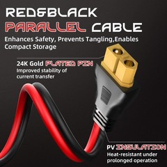Solar Connector to XT60 Charge Extension Cable, 10FT 10AWG XT60 Adapter Cable to