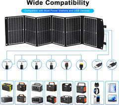 100 Watt Portable Solar Panel, Foldable Solar Panel Charger with Kickstands, QC3