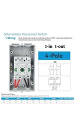 Solar Disconnect Switch 4-Pole DC 1500V 32A Isolator Solar Switch with Enclos…