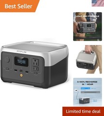 EcoFlow RIVER 2: 256Wh Solar Generator with 1-Hour AC Fast Charging & 600W Power