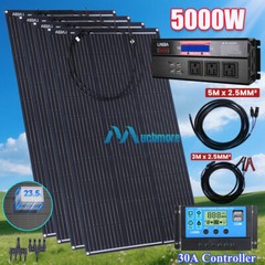 5000W Complete Solar Panel Kit Power Inverter Generator 30A 110V RV Grid System