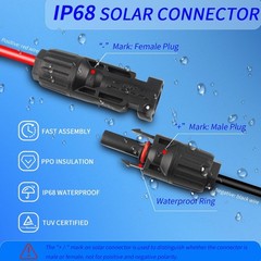 Waterproof Solar Cable Entry Gland with 10Ft 10AWG Extension for RV, Boat, Campe