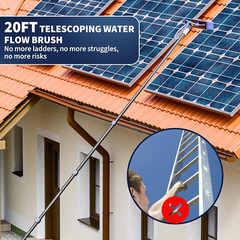 20FT Solar Panel Cleaning Kit with Telescopic Brush & Soap Dispenser