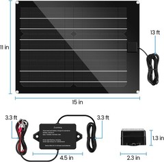 Zuomeng 15W Solar Charger Maintainer for 12V Lead Acid Battery