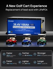 DC HOUSE 36V 100Ah Lifepo4 Lithium Battery with 25A Charger Bluetooth