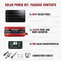 Grennova 2600W Off-Grid Solar System 60A MPPT Inverter Powers