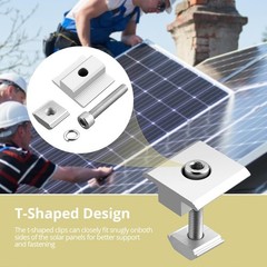 Anbte 10pcs Solar Panels Centre Clamps, Aluminium T-Shaped Mid Clamps 35mm