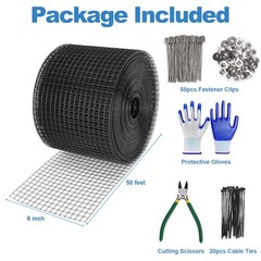 INCIKITI 6in x 50ft Solar Panel Bird Guard, 1/2″ Black PVC-Coated Mesh