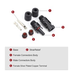GEYA Solar 10 Pairs Wire Connector & Crimping Tool Kit 10-14AWG For PV Cable