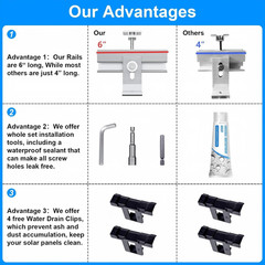 Solar Panel Mounting Bracket Kit, 10Pcs Upgraded Longer Stronger 6 Inch Rails So
