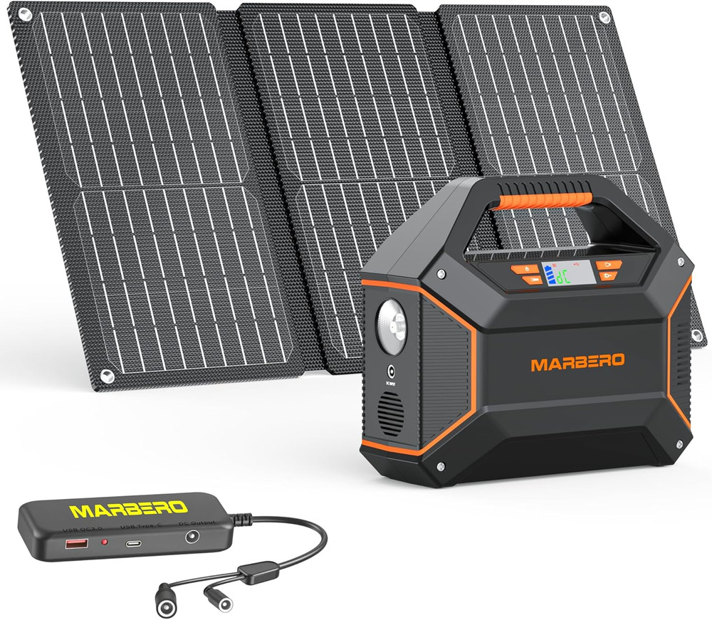 155Wh Solar Generator with Solar Panel Included 30W Portable Power Station 100W