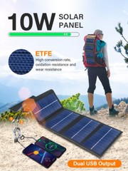 10W/5 Folds Outdoor Portable Solar Panel Charger USB Power Supply For Cell Phone